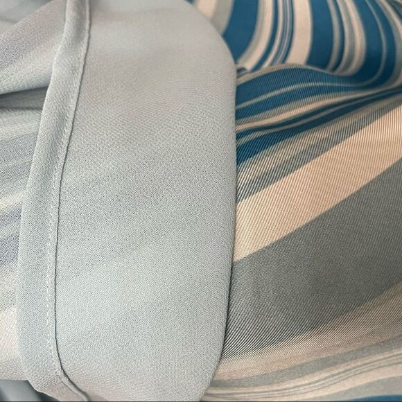 NWT Anne Klein Striped 100% Silk Flared Lined Career Skirt Blue and White Size 8 - Picture 9 of 12